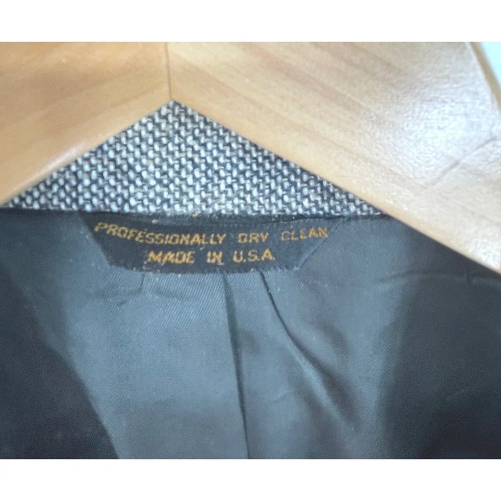 Vintage College Roe Mens Blazer 42L Sport Coat Gray Tweed Wool Blend USA Made